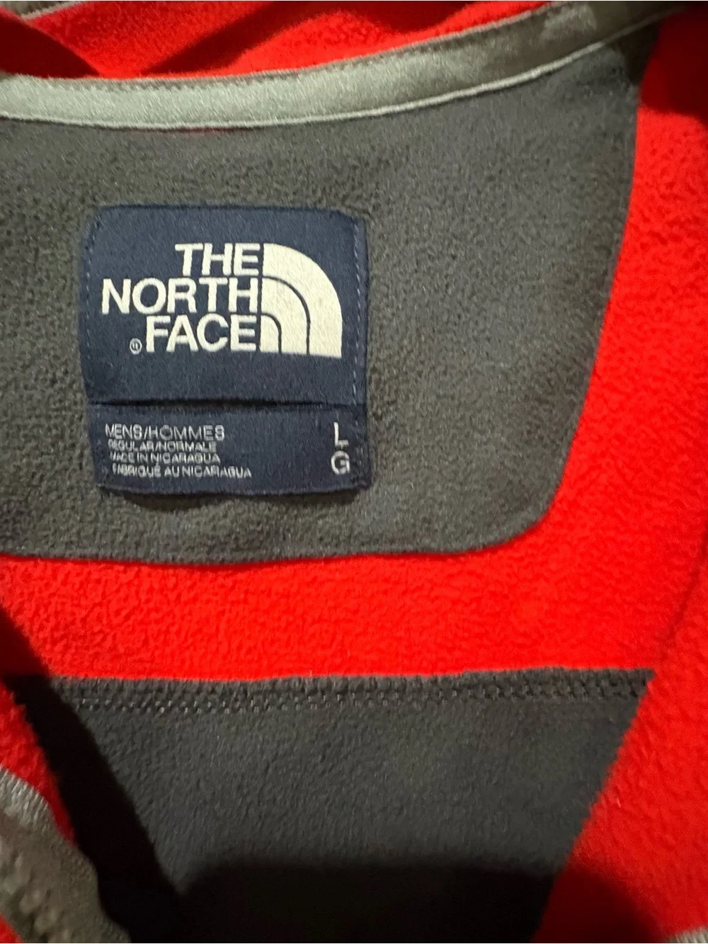 The North Face Men's Red and Gray Zip-Up Fleece Pullover